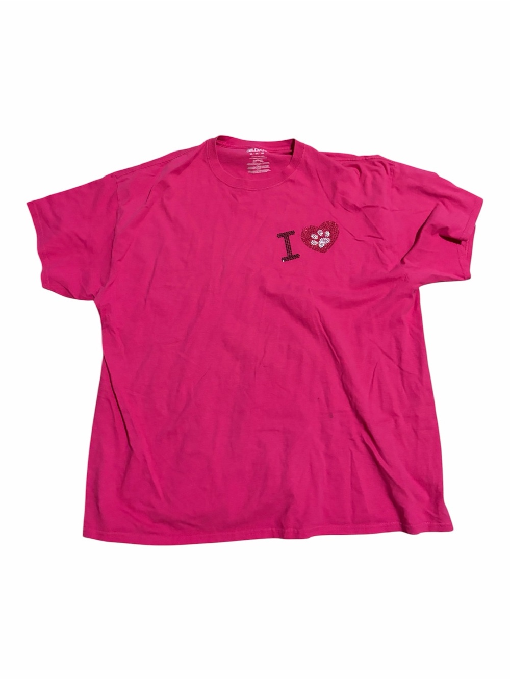 Hot Pink Tee with Heart Paw Graphic